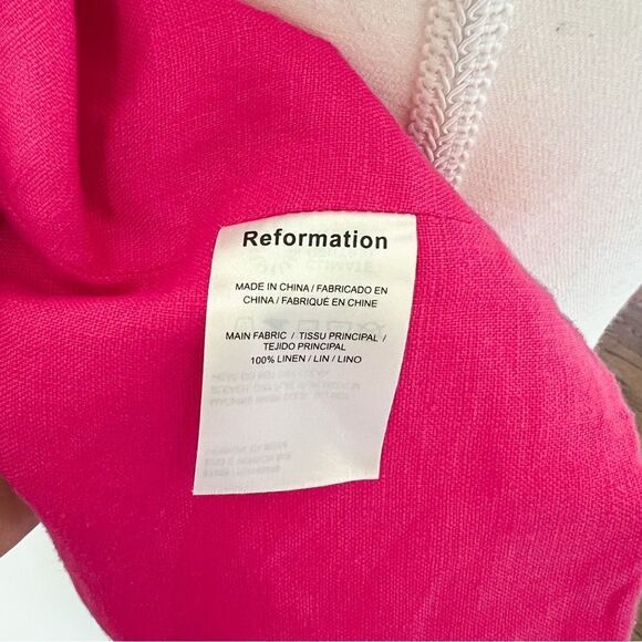 Reformation Orzo Pink Linen Crop Top in Pink Size 10 - Picture 6 of 7